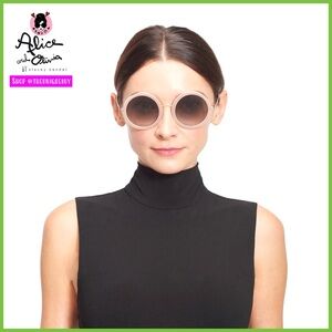 Alice + Olivia Round Nude Beverly Boho Sunglasses